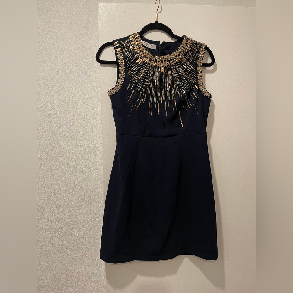 Valentino‎ Navy Mini Dress with Gold Accents